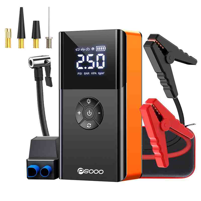 Ronix® PS-211 4-in-1 Jump Starter & Tire Inflator Battery Booster & Air Compressor, Preset Auto-Stop, Power Bank with LED Flashlight